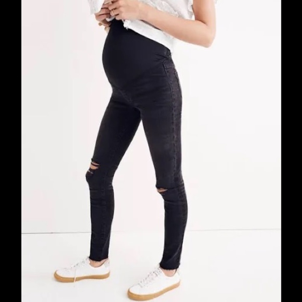 Madewell Women's Maternity Over-The-Belly Skinny Jeans in Black Sea